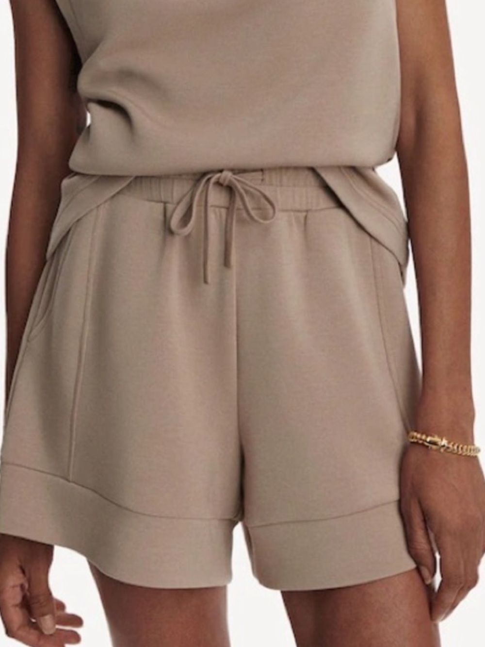 Varley Taupe Marl Atrium High Rise Shorts 4.5"